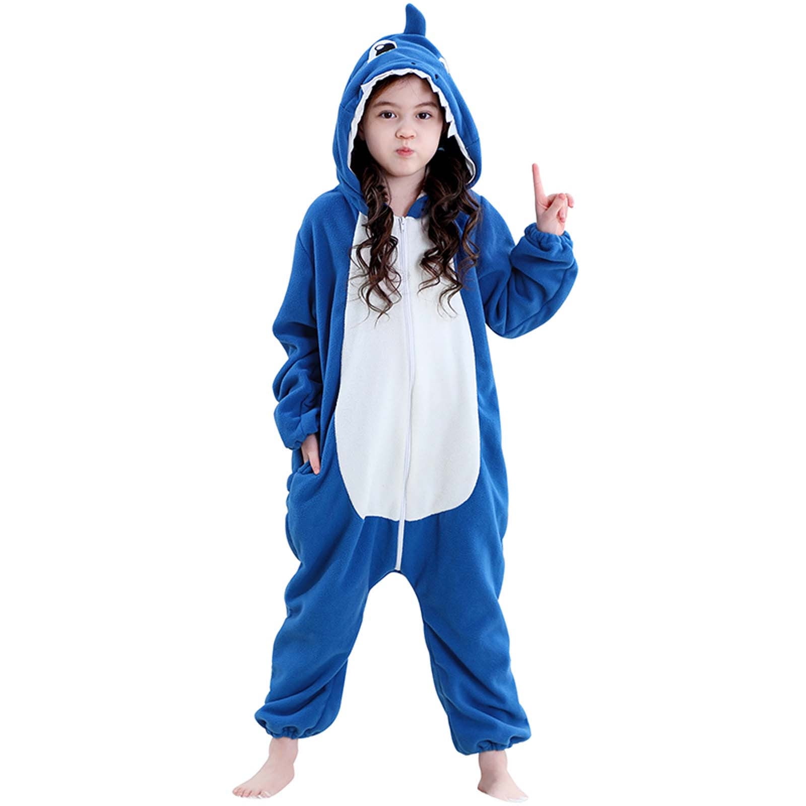 Hrsba Kids Onesie Pajamas, Kids Jumpsuit For 3-12 Years Unisex Kids Fleece Hooded Romper