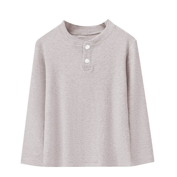 Hrsba Kids Round Neck Shirt Unisex Fall Winter Top Girls Long Sleeve Shirt Long Sleeve Shirt for 1-15 Years Kids Winter Solid Color Versatile Casual Undershirts