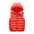 thumbnail image 1 of Hrsba Kids Unisex Jacket Solid Color Zip Up Sleeveless Warm Hooded Outerwear Casual Jacket for Big Kids Age 3-14 Years Fall and Winter, 1 of 5