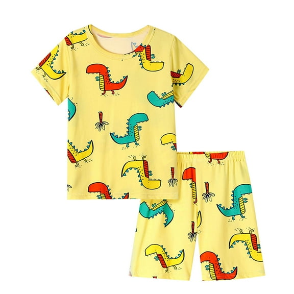 Hrsba Kids Summer 2 Piece Outfits Sets,Baby's Summer T-shirt Two-piece Set Sports And Casual Clothes,Toddler Summer Short Sleeve Round-Neck Blouses & Shirts Sets