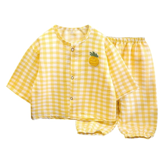 Hrsba Kids Summer 2 Piece Outfits Sets,Children's Summer Small Print Comfortable Round-Neck Two-piece Set,Toddler Summer Short Sleeve Round-Neck Blouses & Shirts Sets
