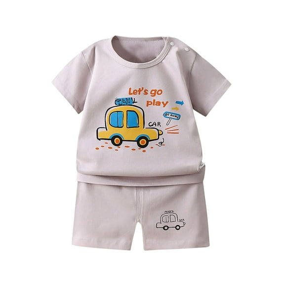 Hrsba Kids Summer 2 Piece Outfits Sets,Fashion Casual Short Sleeve Round Neck Collar Botton Printed Short Pants Two Piece Set,Toddler Summer Short Sleeve Round-Neck Blouses & Shirts Sets