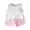 thumbnail image 1 of Hrsba Kids Summer 2 Piece Outfits Sets,Girl Casual Sleeveless Round Neck Shorts Printed Set Breathable Two Piece Set,Toddler Summer Round-Neck Tank Top Sets, 1 of 3