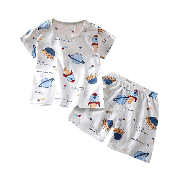Hrsba Kids Summer 2 Piece Outfits Sets,Kids Summer 2 Piece Outfits Casual Short Sleeve Round Neck Toddler Summer Short Sleeve Round-Neck Blouses & Shirts Sets