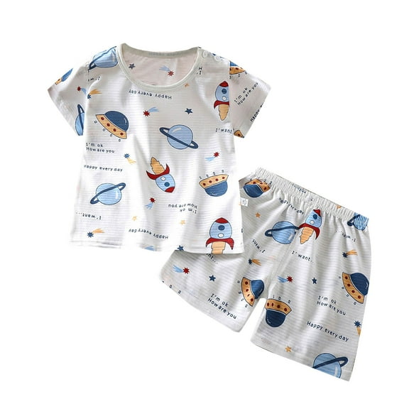 Hrsba Kids Summer 2 Piece Outfits Sets,Kids Summer 2 Piece Outfits Casual Short Sleeve Round Neck Toddler Summer Short Sleeve Round-Neck Blouses & Shirts Sets