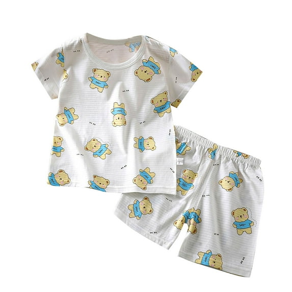 Hrsba Kids Summer 2 Piece Outfits Sets,Summer 2 Piece Outfits Clothes Short Sleeve Round Neck Toddler Summer Short Sleeve Round-Neck Blouses & Shirts Sets