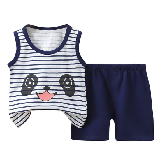 Hrsba Kids Summer 2 Piece Outfits Sets,Summer Printing Comfortable Short Round-Neck Tank Sets For Kids,Toddler Summer Round-Neck Tank Top Sets