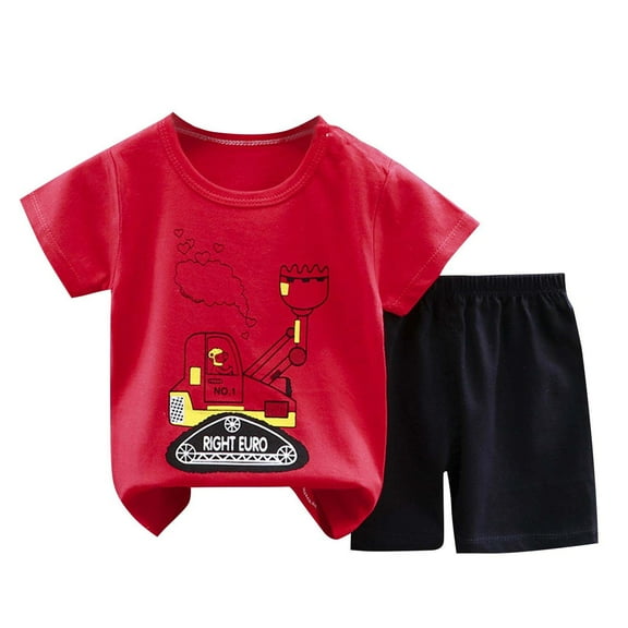Hrsba Kids Summer 2 Piece Outfits Sets,Summer Thin Round Neck Short Sleeved Set Home Wear Two-piece Set Cute Print Two-piece Set,Toddler Summer Short Sleeve Round-Neck Blouses & Shirts Sets