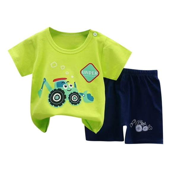 Hrsba Kids Summer 2 Piece Outfits Sets,Toddler Casual Short Sleeve Shorts Casual Summer Clothing Two Piece Set,Toddler Summer Short Sleeve Round-Neck Blouses & Shirts Sets