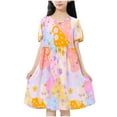 thumbnail image 1 of Hrsba Kids Summer Dress,Casual Dress for Girls,Summer Children's Sleeve Dress Girls' Round Neck Breathable Short Sleeved Floral Princess Dress, 1 of 3