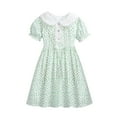 thumbnail image 1 of Hrsba Kids Summer Dress,Casual Dress for Girls,Summer Retro Solid Color Lapel Stylish Mid Size Children's Dress Short Sleeved Summer Princess Dress, 1 of 3