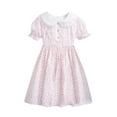 thumbnail image 1 of Hrsba Kids Summer Dress,Casual Dress for Girls,Summer Retro Solid Color Lapel Stylish Mid Size Children's Dress Short Sleeved Summer Princess Dress,Pink ,6 Years, 1 of 3