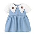 thumbnail image 1 of Hrsba Kids Summer Dress,Casual Dress for Girls,Toddler Kids Baby Girls Fashion Cute Short Sleeve Flower Print Cowboy Dress,Light Blue ,2 Years, 1 of 5