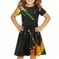thumbnail image 1 of Hrsba Kids Summer Dress,Casual Dress for Girls,Toddler Kids Girls Cute Solid Color Print Short Sleeve Stretchy Dress A Line Dress, 1 of 5