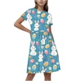 thumbnail image 1 of Hrsba Kids Summer Dress,Casual Dress for Girls,Toddler Kids Girls Print Short Sleeve Stretchy Dress A Line Dress, 1 of 5