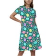 thumbnail image 1 of Hrsba Kids Summer Dress,Casual Dress for Girls,Toddler Kids Girls Print Short Sleeve Stretchy Dress A Line Dress, 1 of 5
