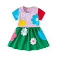 thumbnail image 1 of Hrsba Kids Summer Dress,Casual Dress for Girls,Toddler Kids Kids Girls Fashion Cute Solid Color Flower Print Short Sleeved Dress,Multicolor ,3 Years, 1 of 4