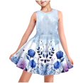 thumbnail image 1 of Hrsba Kids Summer Dress,Casual Sleeveless Dress for Girls,Fashionable Full-print Children's Round-neck Sleeveless Dress With Pockets For Middle And Large Children, 1 of 5