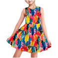 thumbnail image 1 of Hrsba Kids Summer Dress,Casual Sleeveless Dress for Girls,Fashionable Full-print Children's Round-neck Sleeveless Dress With Pockets For Middle And Large Children, 1 of 5