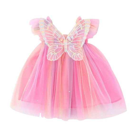 Hrsba Kids Summer Dress,Casual Sleeveless Dress for Girls,Toddler Kids Baby Girls Fashion Cute Sleeveless Sweet Mesh Suspenders Dress