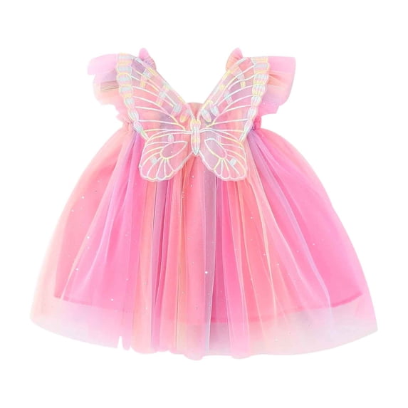 Hrsba Kids Summer Dress,Casual Sleeveless Dress for Girls,Toddler Kids Baby Girls Fashion Cute Sleeveless Sweet Mesh Suspenders Dress
