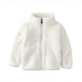 thumbnail image 1 of Hrsba Kids Unisex Jacket Winter Warm Fleece-lined Jacket For Kids Fall And Winter Solid Color Zipper Long Sleeve Unisex Fleece Warm Casual Outerwear for 1-10Y, 1 of 3