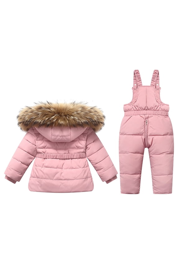 Boys Girls Coat Fall and Winter Kids Hooded Fleece Lined Thickened Print Outdoor Ski Warm Outerwear Jackets