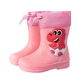 thumbnail image 1 of Hrsba Kids Unisex Rain Boots,On Solid Color Dinosaur Elastic Cuff Waterproof Short Rubber Boots for 18M-11Y, 1 of 8