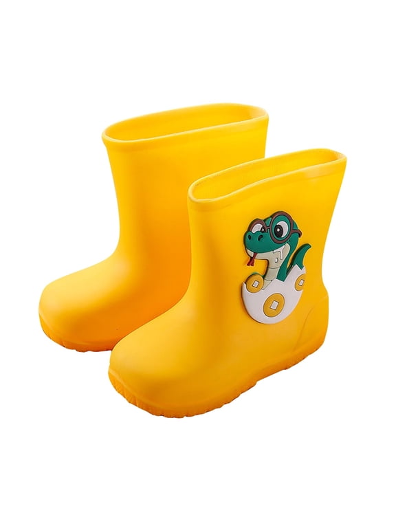 Kids Unisex Rain Boots,On Solid Color Snake Waterproof Outdoor Short Rubber Boots for 2-7Y