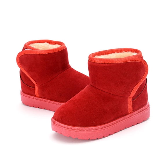 Hrsba Kids Unisex Snow Boots,On Solid Color Fleece Lined Warm Short Cotton Boots