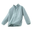 thumbnail image 1 of Hrsba Kids Unisex Winter Warm Fleece-lined Jacket Fall And Winter Solid Color Fleece Stand Collar Long Sleeve Cuff Strap Pocket Zipper Warm Jacket for 1-12Y, 1 of 5