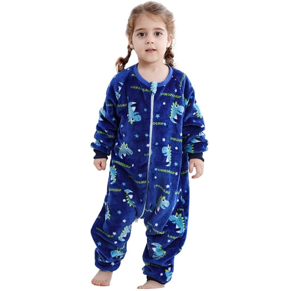 Hrsba Kids Winter Casual Jumpsuit Rompers, Kids Jumpsuit Girls Boys Flannel Print Rompers Long Sleeve Home Clothes Fall Winter Outfits0-6 Years