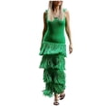 thumbnail image 1 of Hrsba Solid Color Round Neck Fringed Short Sleeve Knit Dress for Women Casual Stylish Soft Summer Daily Outfits Dresses, 1 of 5