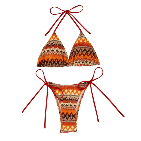 Hrsba Knit Fabric Bikini Set for Women 2 Piece Swimsuits with Built In Bra No Underwire Beach Bathing Suits