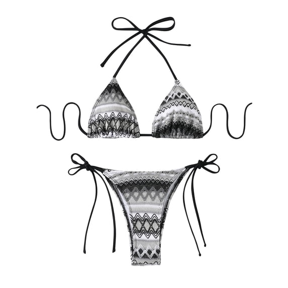Hrsba Knit Fabric Bikini Set for Women 2 Piece Swimsuits with Built In Bra No Underwire Beach Bathing Suits