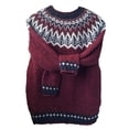 thumbnail image 1 of Hrsba Knit Sweater for Women Solid Color Crew Neck Raglan Sleeve Vintage Printed Long Sleeve Pullover Sweater, 1 of 3