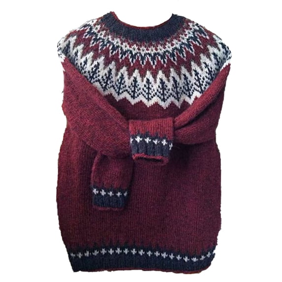 Hrsba Knit Sweater for Women Solid Color Crew Neck Raglan Sleeve Vintage Printed Long Sleeve Pullover Sweater