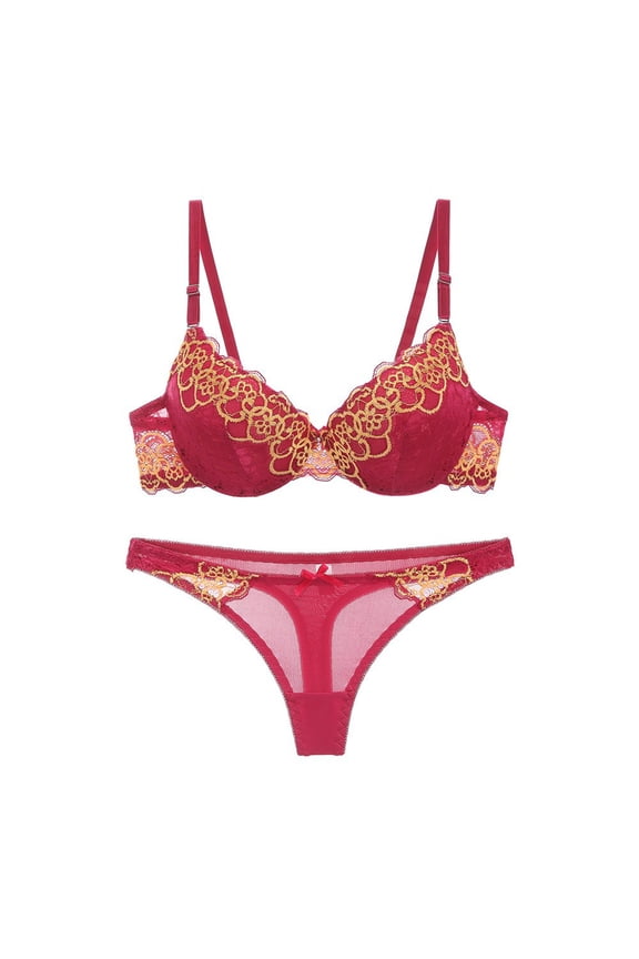 Lace Bras for Women,Womens Push Up Wireless Bra and Thong Set Total Support Comfortable Everyday Bras for Daily Wear