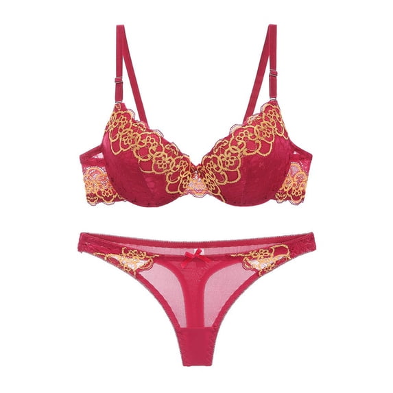 Hrsba Lace Bras for Women,Womens Push Up Wireless Bra and Thong Set Total Support Comfortable Everyday Bras for Daily Wear