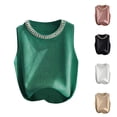 thumbnail image 1 of Hrsba White Beaded Knit Tank Top for Women Crewneck Sleeveless Undershirt Blazer Match Soft Lightweight Trendy Summer Casual Layering Camisole, 1 of 5