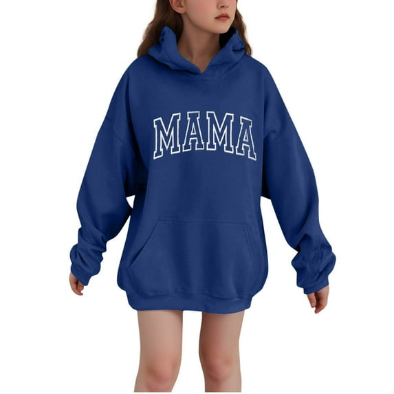 Hrsba Long Sleeve Kids Tops For winter Fall, Girls Boys Hooded Sweatshirt Kids Warm Winter Wear Hooded Shirt Jacket Long Sleeve Letter Print Casual Top with Pockets for Girls Size 3-14 Years