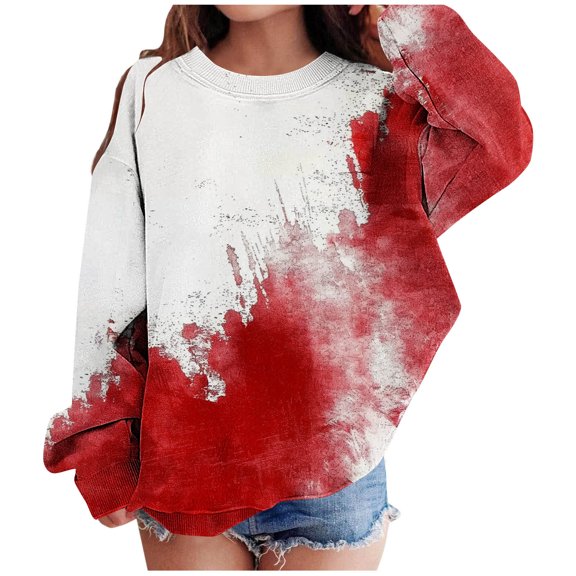 Hrsba Long Sleeve Kids Tops for winter Fall, Unisex Fall Winter Top Kids Round Neck Shirt Girls Boys Sweatshirt Long Sleeve Halloween Print Fleece Fabric Shirt for Boys and Girls Size 1-13 Years