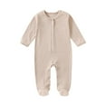 thumbnail image 1 of Hrsba Long Sleeved Long Crawling Clothes KidsRompers Solid Color Crew Neck Footed 3-18 Months Sleepwear Air Conditioner Pajamas Loungewear, 1 of 3