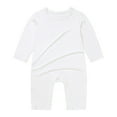 thumbnail image 1 of Hrsba Long Sleeved Long Crawling Clothes Rompers For Boys Girls Solid Color Long Sleeve Crew Neck Bodysuit 3-24 Months Sleepwear Air Conditioner Pajamas Loungewear, 1 of 3