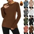 thumbnail image 1 of Hrsba Long Sleeved Round Neck Top Shirt Womens Solid Color Raglan Sleeve Thermal Warm Base Layer Long Sleeve Casual Fall Winter Blouse, 1 of 5
