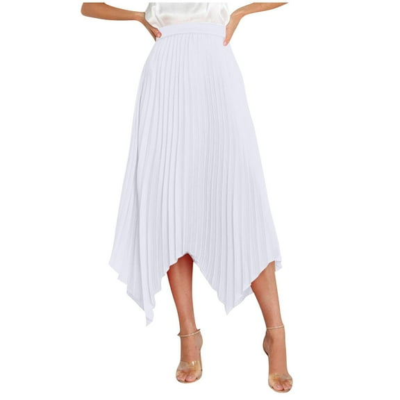 Hrsba Ruffled High Waist Irregular Hem Maxi Dress for Women Solid Color Flowy Elegant Soft Summer Daily Vacation Outfits