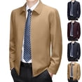 thumbnail image 1 of Hrsba Men Business Casual Jacket Long Sleeve Solid Color Collared Zip Pocket Button Cuff Jacket, 1 of 8
