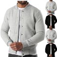 thumbnail image 1 of Hrsba Men Collared Jacket Long Sleeve Solid Color Stand Collar Button Pocket Outerwear Casual Jacket, 1 of 7