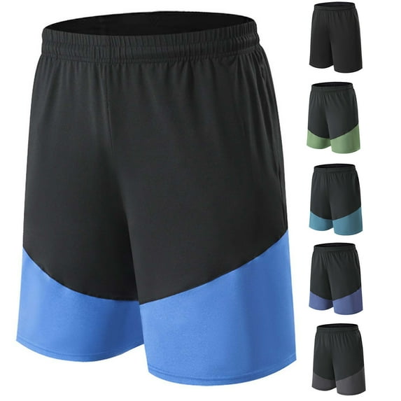 Hrsba Mens Everyday Shorts Stretch Waist Training Wear Natural Drape Contrast Color Solid Color Basketball Short