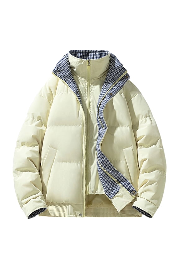 Mens Hooded Winter Coats, Men Parka Solid Color Stand Collar Full Zip Long Sleeve Warm Winter Casual Sport Coat